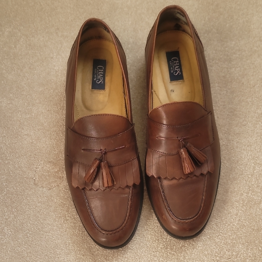 Chaps Brown Loafers with Tassels and Moccasin-Style Stitching